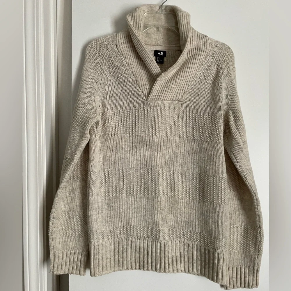 H&M Wool Blend Knit Pullover Sweater Natural Tan NWOT